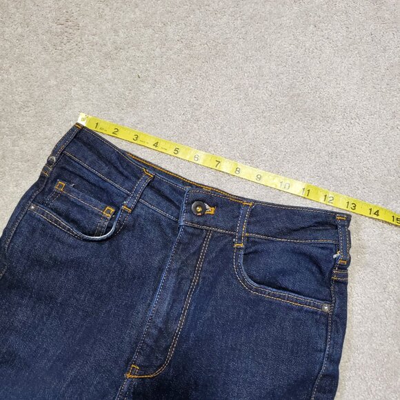 ANTHROPOLOGIE Pilcro The Split Straight Jeans Hi-Rise Dark Blue Women's 26 x 33" - Picture 14 of 16